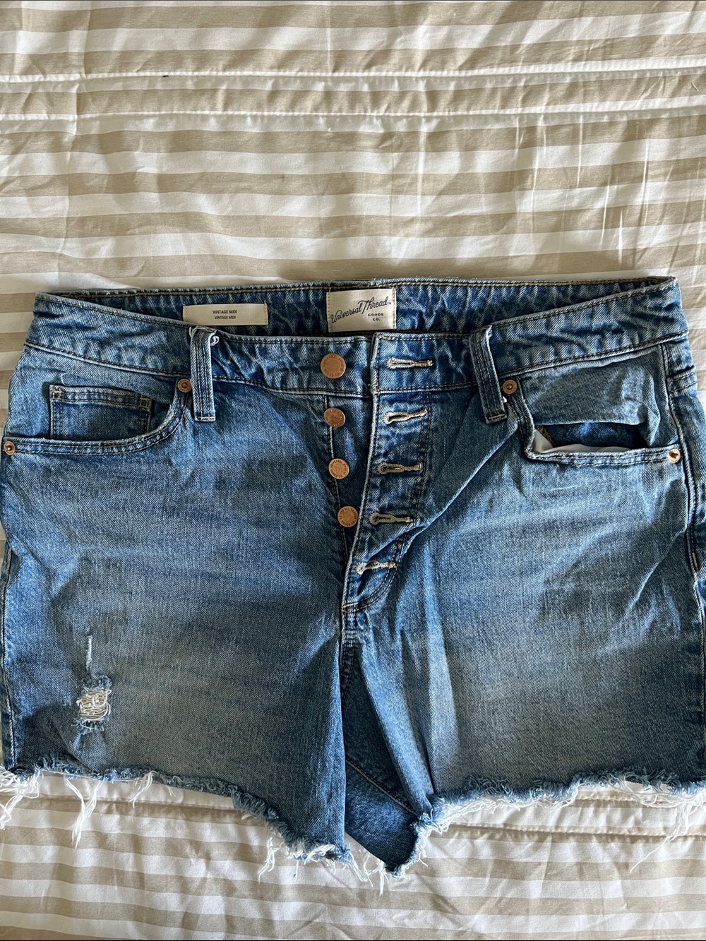 Universal Thread Blue Distressed High-Rise Jean Shorts